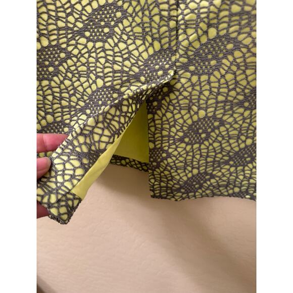 Mossimo Green and Grey Straight Pencil Lace Skirt Back Slit Stretch Size Large - Picture 7 of 9